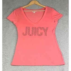 Juicy Couture Top Womens Medium Bling Shirt Pink Magenta Bling Spellout